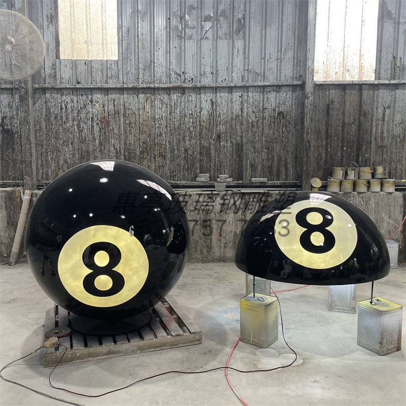 大型玻璃钢雕塑黑8球桌球俱乐部天花吊灯装饰休闲会所装饰摆件