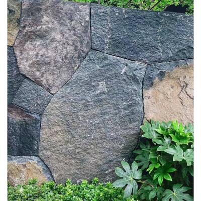中国黑老石皮景观墙山西黑景墙干磊石头园林造景石墙芝麻黑石皮