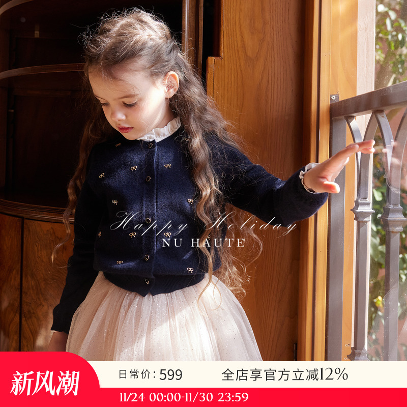 NU蝴蝶结装饰精仿羊毛开衫