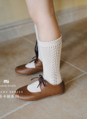 NU恩幼童装原创【经典系列】全棉女童宝宝精梳棉高弹纯色中筒袜