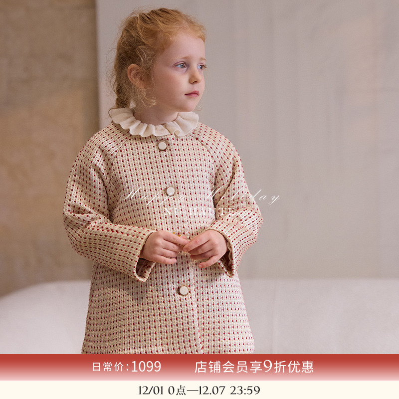 NU进口金丝提花羊毛礼服大衣幼童