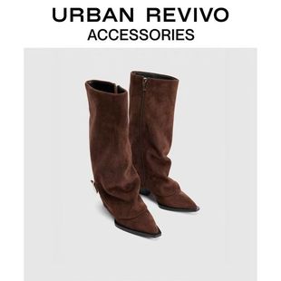 女士琥珀流光风长筒靴子UAYS50115 新款 URBAN REVIVO2025年冬季
