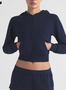 SKIMS SS25 COTTON JERSEY ZIP UP 针织开衫短款长袖连帽卫衣女