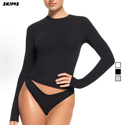 SKIMS COTTON JERSEY 卡戴珊同款长袖打底修身紧身显瘦纯棉T恤女