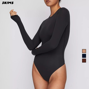 SLEEVE圆领套头长袖 SKIMS LONG EVERYBODY 瑜伽塑身连体衣女 FITS