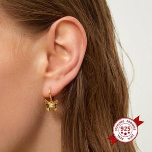 European and American S925 Butterfly Needle Retro Ear Silver