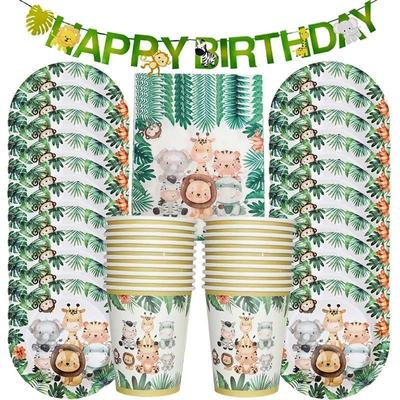 Jungle Safari Birthday Decorations Animal Disposable Tablewa