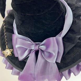 Hat Costume Bowknot Halloween Black Witch Large Crooke Party