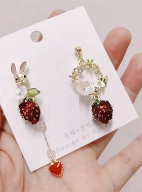 Korean Style Flower Cute Animal Rabbit Dangle Earrings For W