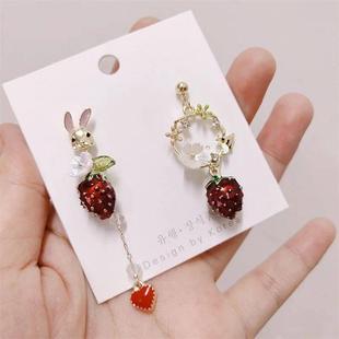 Cute Animal For Style Earrings Flower Dangle Korean Rabbit