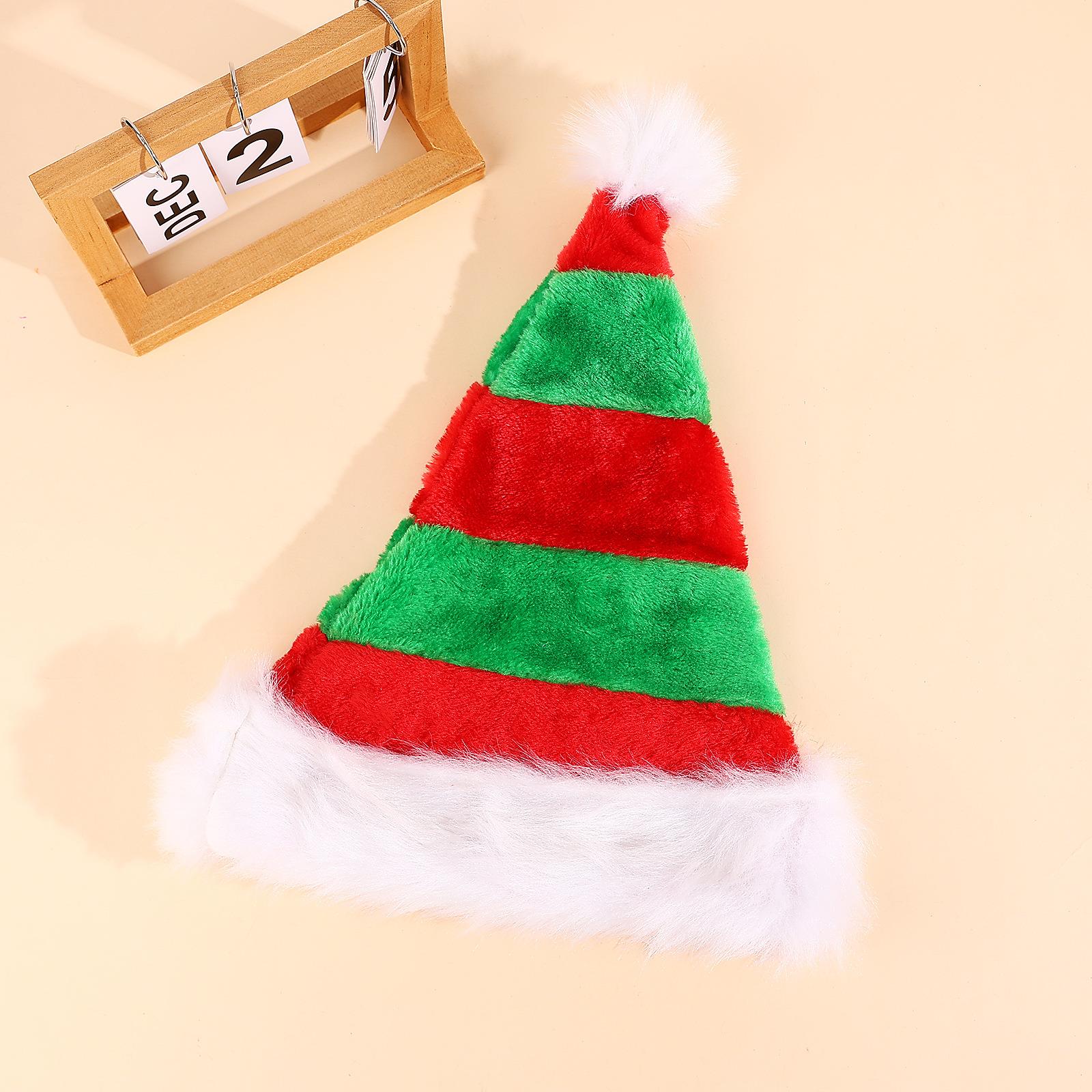 Christmas red green white elf hat plush Christmas hat high-