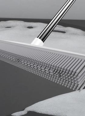 Rubber Broom Carpet Rake with Squeegee Long Handle for Pet H