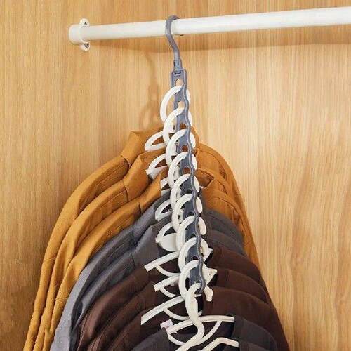 Plastic Multi-port Clothes Hanger 10-hole White/Grey