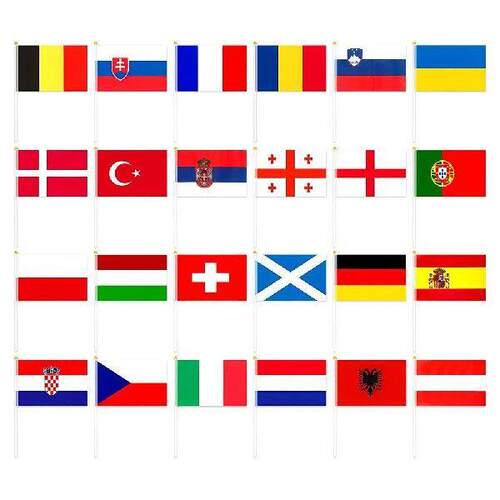 24pcs International World Country Flags with Poles Hand