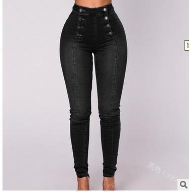 Ladies elastic slim jeans pants women trousers女牛仔裤高腰弹