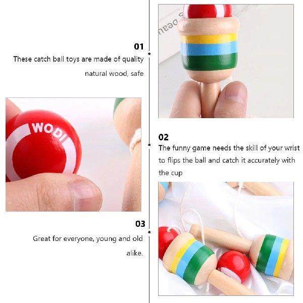 2 Pcs Skill Cup Kenball and Game Kendama Toys Wooden Mini