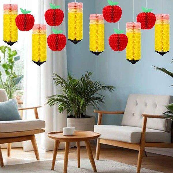 12Pcs Tissue Paper Hanging Pencil Includes 6 Apple 6 Pencil