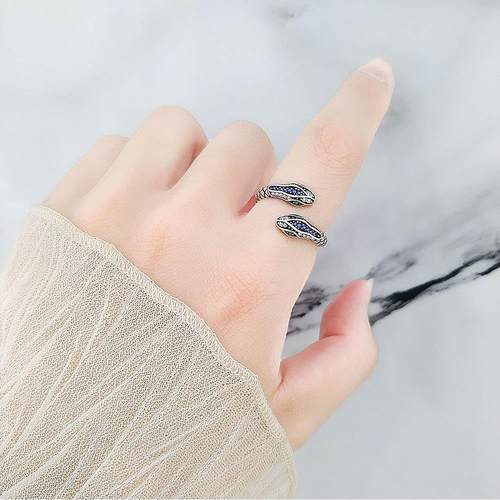 925 Sterling Silver Rings For Women Snake Shape Green E