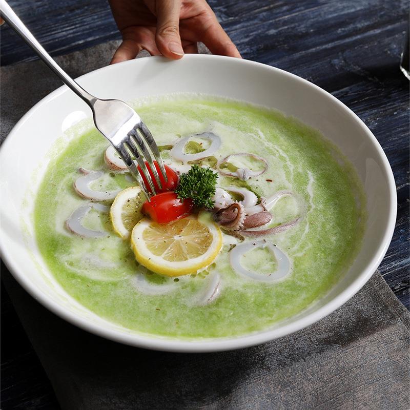 25CM Western style ceramic white soup bowl 30CM salad bowl