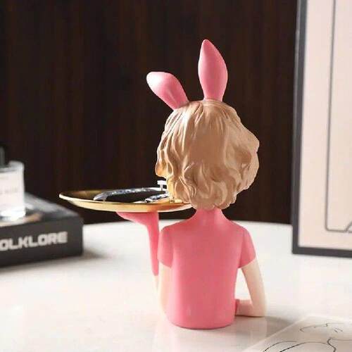 Multi-Function Resin Rabbit Ear Girl Sculpture Creative
