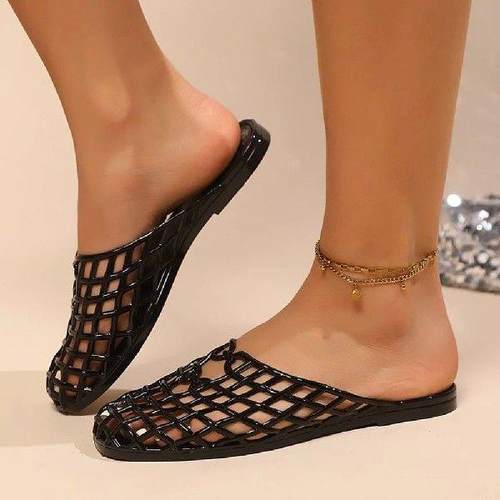 Women Jelly Flats Mesh Ballet Flats Closed Toe Fashion