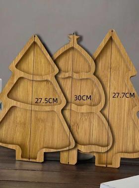 Wooden Christmas Tree Plates Xmas Dried Fruit Snacks Multi G