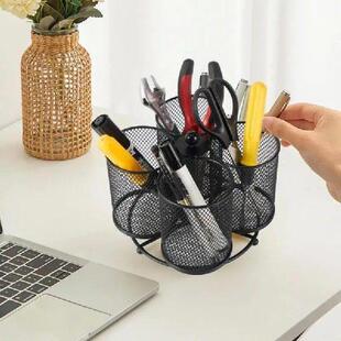 Metal Mesh Hollow Pen Holder Round Utensil Rack Home