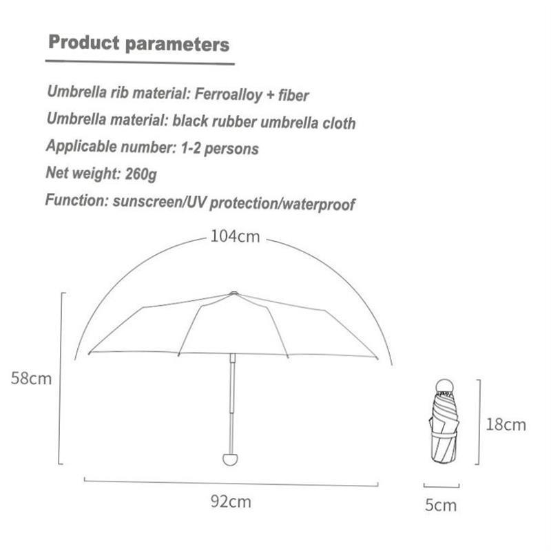 Mini Pocket Umbrella Women UV Small Umbrellas 260g Rain Wome