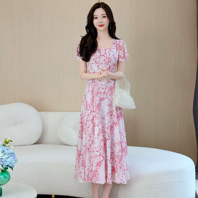 Summer New Flying Sleeve Chiffon Waist Slimming Elegant Beac
