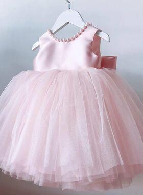1-5Y Baby Girls Party Dress for Backless Bow Birthday White