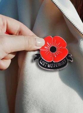 Poppy Souvenir Pin Lest We Forget Red Poppy Flower Lapel