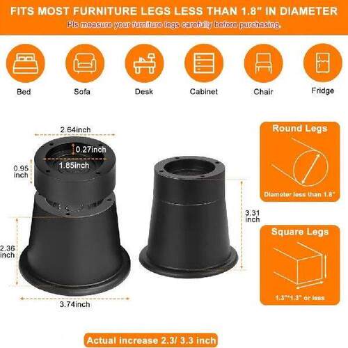 Easy Furniture Elevators Adjustable Round Bed Risers for