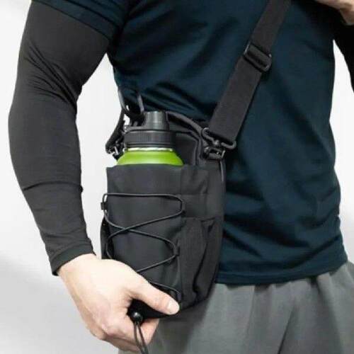 Magnetic Water Bottle Sling Bag Multi-Pocket Solid Color