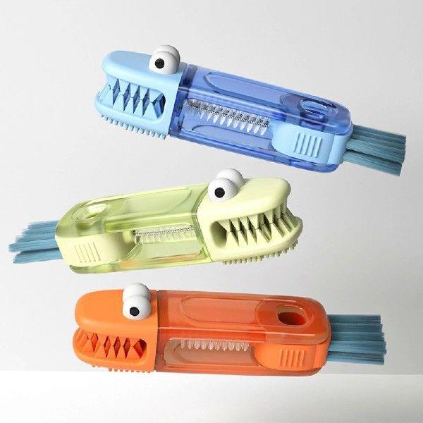 Crocodile Silicone Cup Lid Brush Reusable Soft Bristles