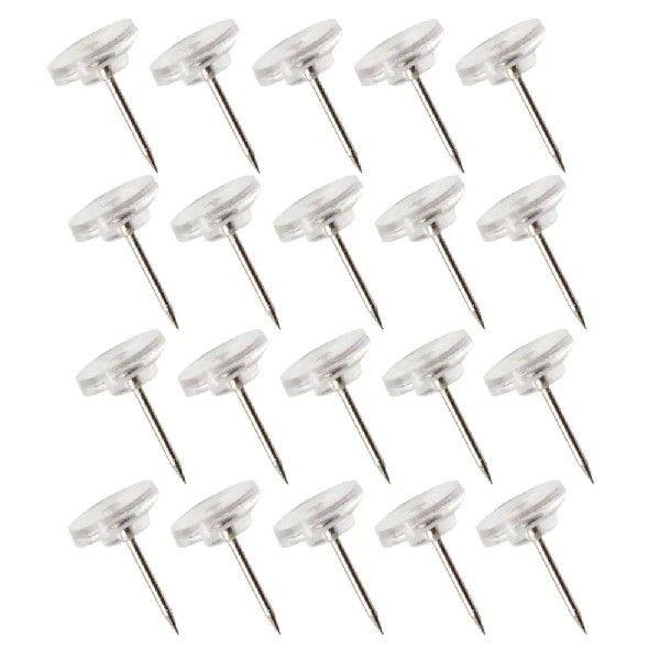 100pcs Flat Round Head Thumbtacks Clear Push Pins for Wall
