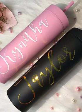 Custom Name Tumbler with Straw Bridesmaid Gift Proposal Pers