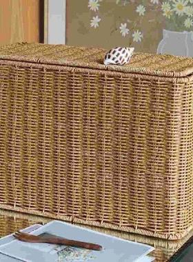 Storage Baskets Narrow and Tall Box with Lid Weaving