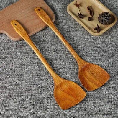 Wooden Non-Stick Scoops Natural Wooden Spatula Turner Fried