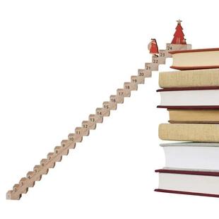 Santa Climbing Christmas Advent Wooden Wood Calendar Stairs