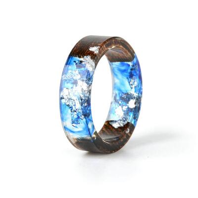 Wood Resin Ring Transparent Epoxy Resin Ring Fashion Handmad