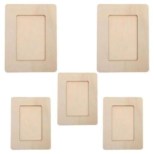 5 Pcs Wooden White Blank Photo Frame Picture Frames Desk