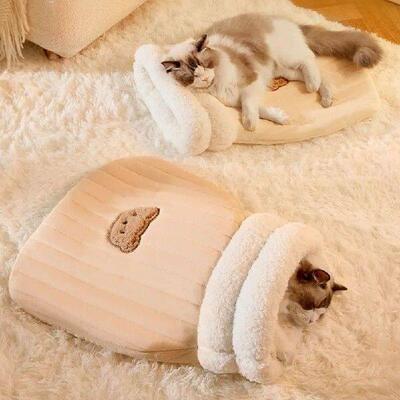 Cat Sleeping Bag Soft Plush Cat Bed Funny Tunnel Cat Nest