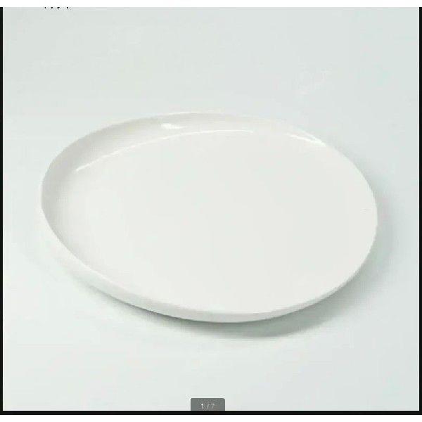 Pure White Ceramic Plate Irregular Dinner Plates Western