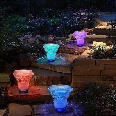 Solar Pool Chlorine Floater with Colorful Lights Floating