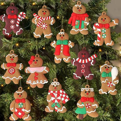 6/12Pcs Gingerbread Man Ornaments Christmas Decorations Tree