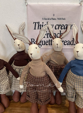 新款韩版布艺兔子玩偶手工穿衣娃娃立体居家摆件儿童安抚玩偶礼物