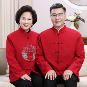 老年人唐装男春秋季外套爷爷奶奶情侣款生日过寿婚宴礼服父母衣服
