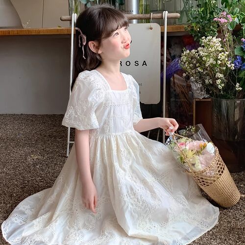 女童连衣裙夏装新款泡泡袖公主裙