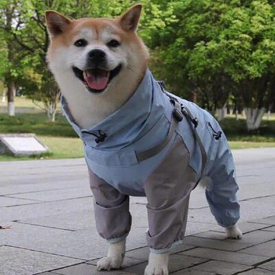 Pet Raincoat Hooded Dog Rain Jacket Outdoor Rainwear