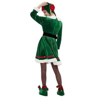 with Shoe Christmas Hat Belt Dress Set Costume Elf Women